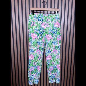New Up! Pants 6 Womens Colorful Garden Floral Stretch Skinny Flat Fornt